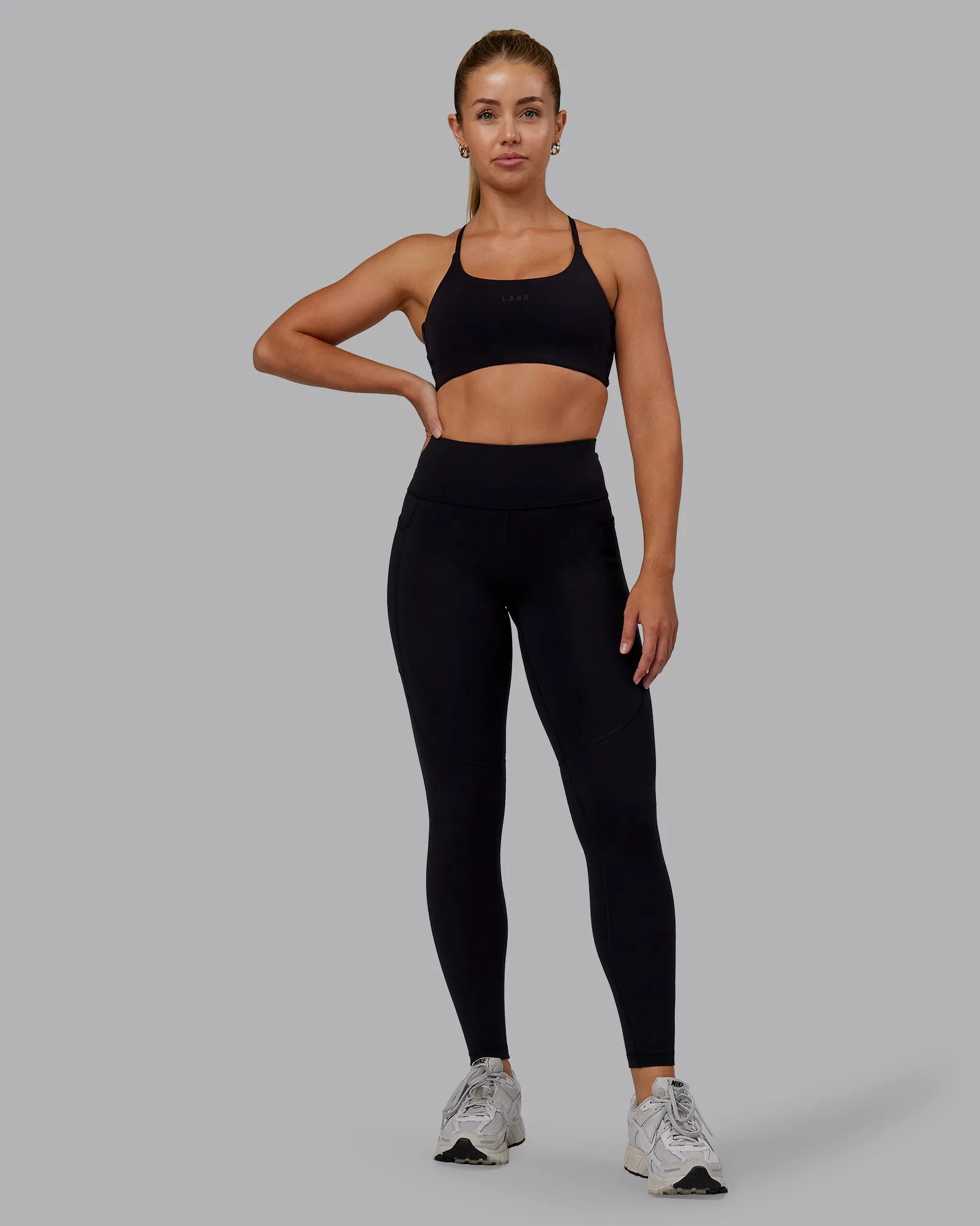 Rep Ultra High-Rise Full Length Legging Pockets - Black-Retro Blue sold by LSKD product image thumbnail 2