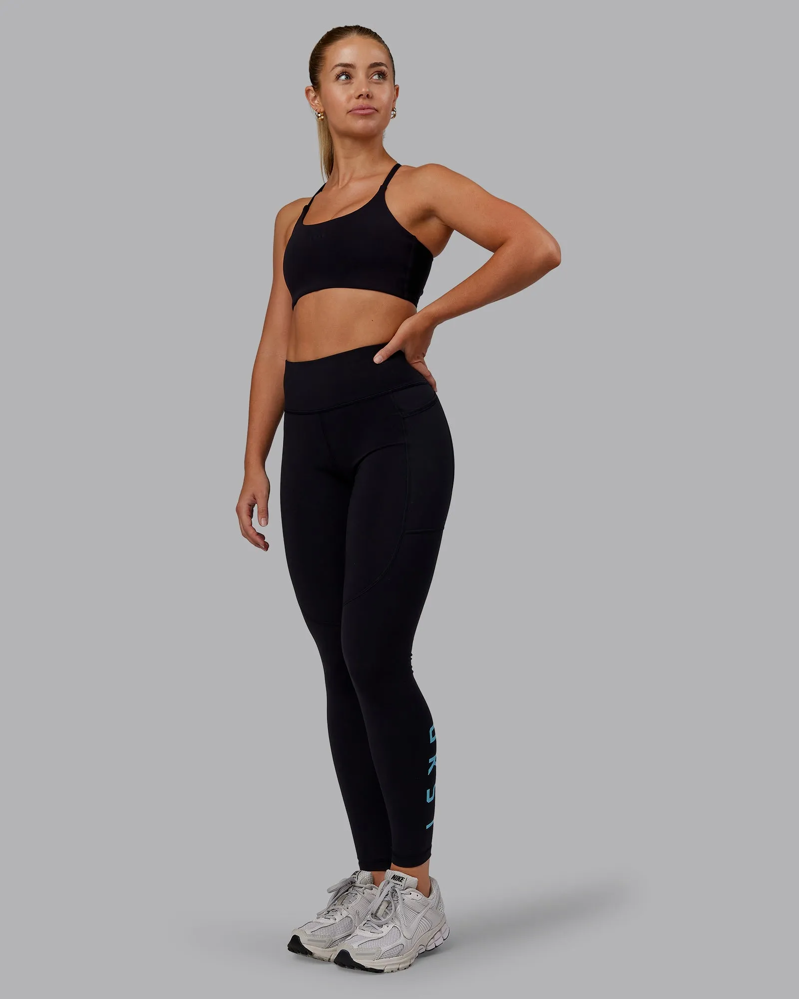 Rep Ultra High-Rise Full Length Legging Pockets - Black-Retro Blue sold by LSKD product image thumbnail 5