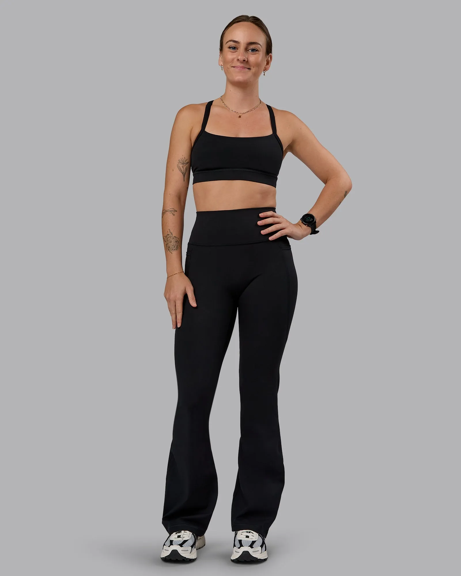 Fusion Ultra High-Rise Flared Petite Legging Pockets - Black sold by LSKD