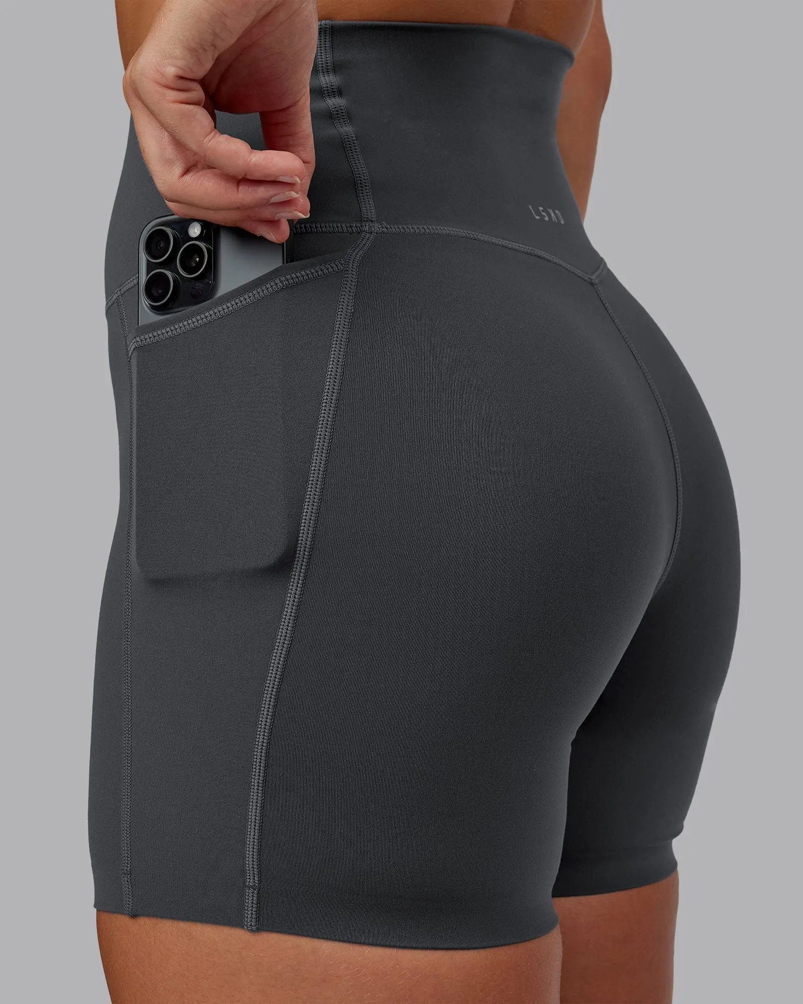 Elixir Ultra High-Rise 6" Short Pockets - Dark Storm sold by LSKD