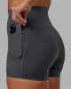 Elixir Ultra High-Rise 4" Short Pockets - Dark Storm sold by LSKD