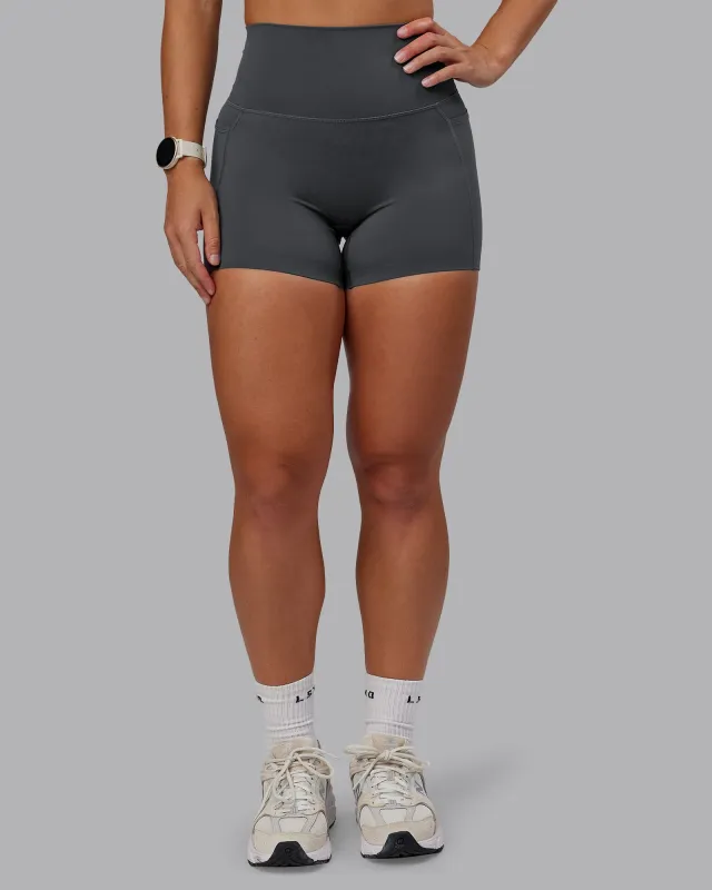 Elixir Ultra High-Rise 4" Short Pockets - Dark Storm sold by LSKD