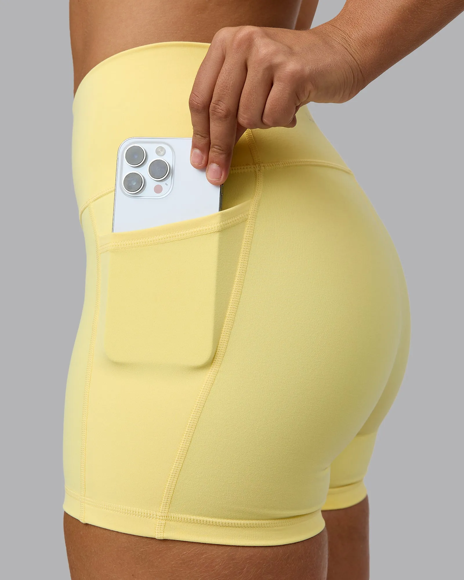 Fusion Ultra High-Rise 4" Short Pockets - Lemon sold by LSKD