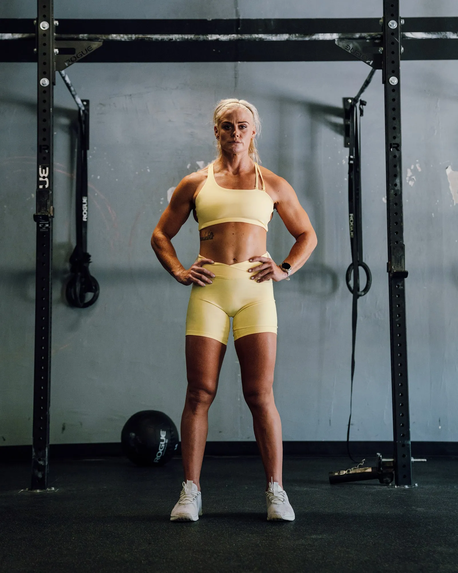 Sara Strike Ultra High-Rise Cross Over Waist 6" Short - Sunflower sold by LSKD product image thumbnail 2