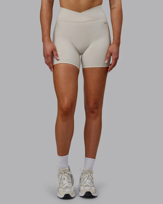 Sara Strike Ultra High-Rise Cross Over Waist 6" Short - Shale Beige sold by LSKD