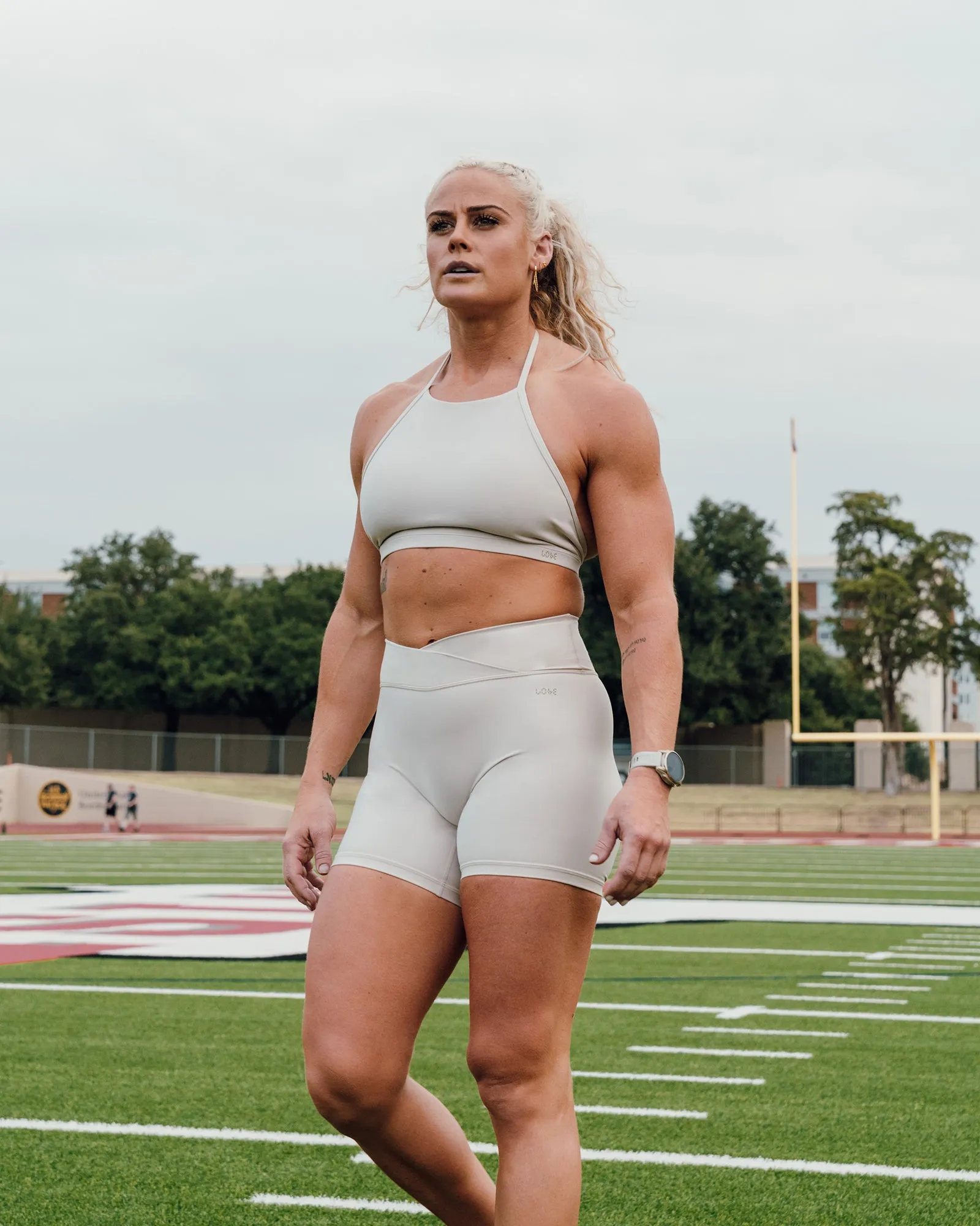 Sara Strike Ultra High-Rise Cross Over Waist 6" Short - Shale Beige sold by LSKD product image thumbnail 3