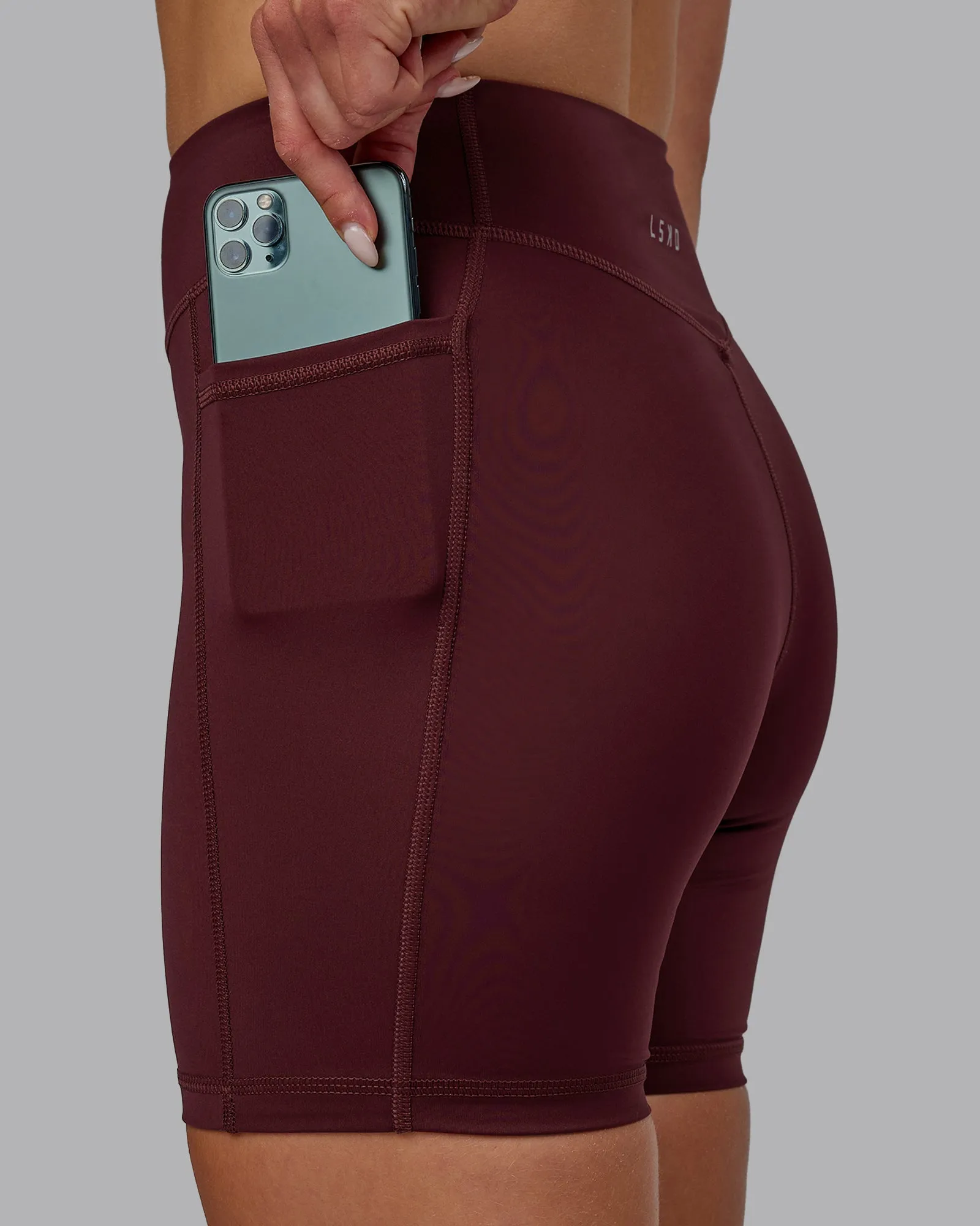 Elite High-Rise 6" Short Pockets - Dark Cherry sold by LSKD product image thumbnail 4