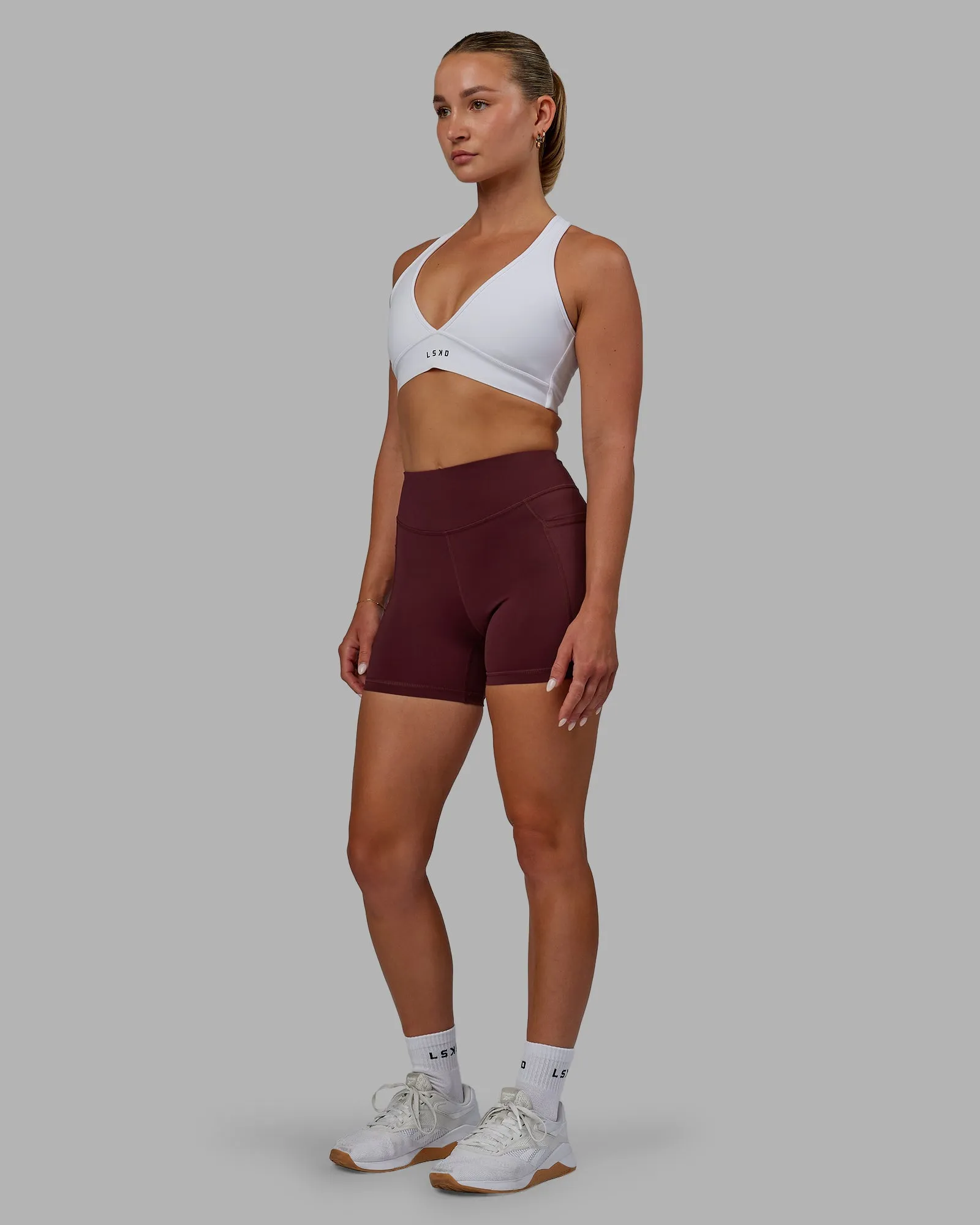 Elite High-Rise 4" Short Pockets - Dark Cherry sold by LSKD product image thumbnail 5