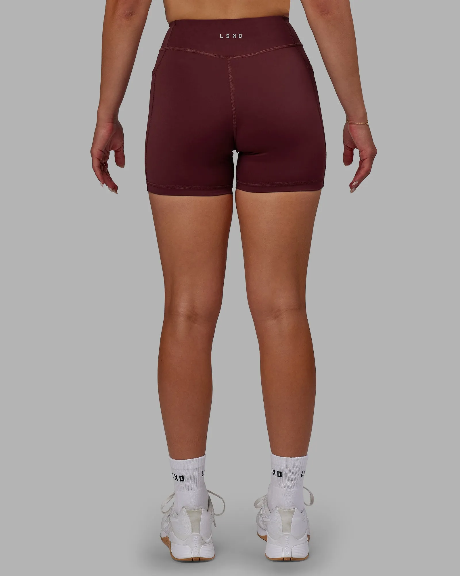 Elite High-Rise 4" Short Pockets - Dark Cherry sold by LSKD product image thumbnail 4