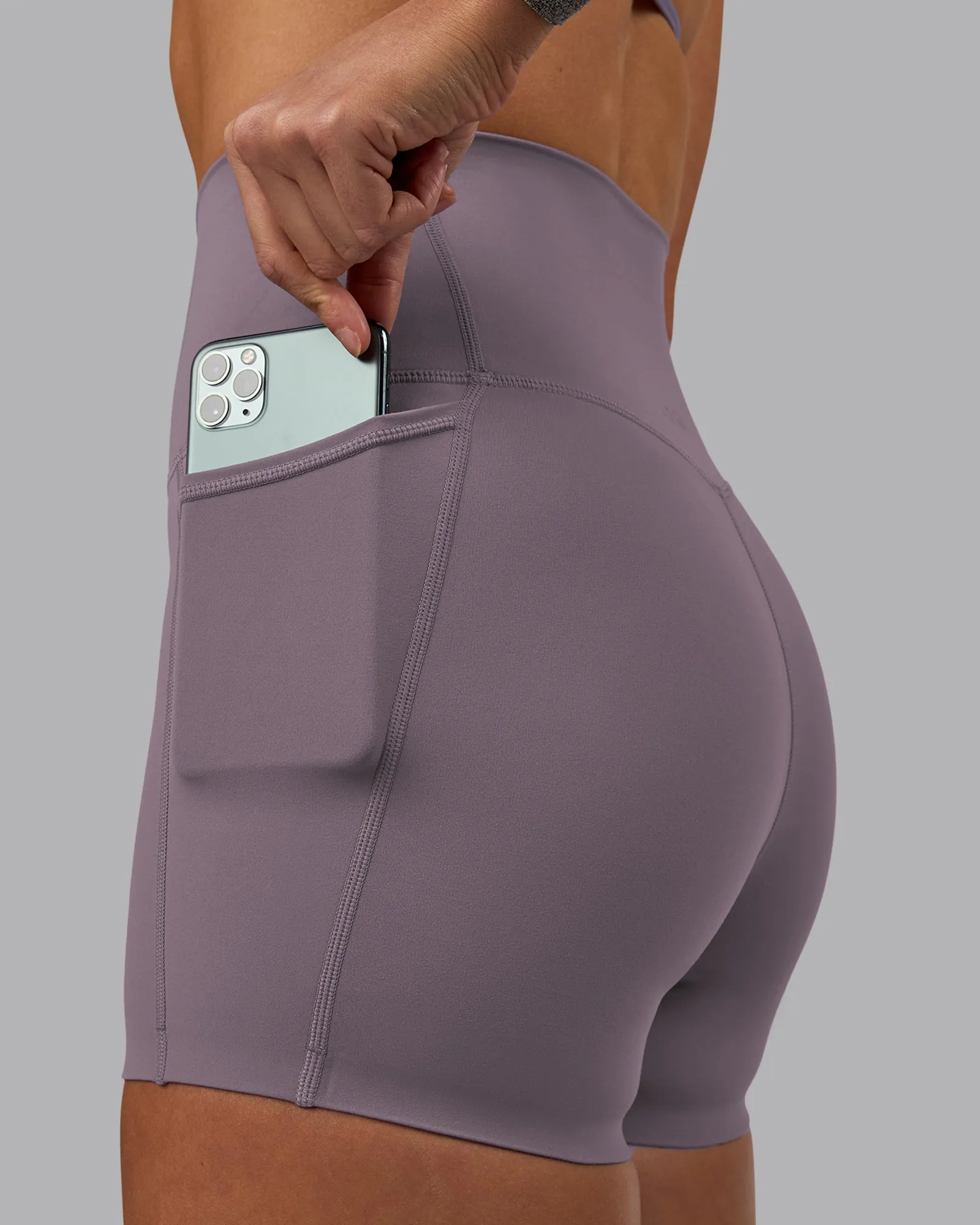 Elixir Ultra High-Rise 4" Short Pockets - Purple Sage sold by LSKD product image thumbnail 5