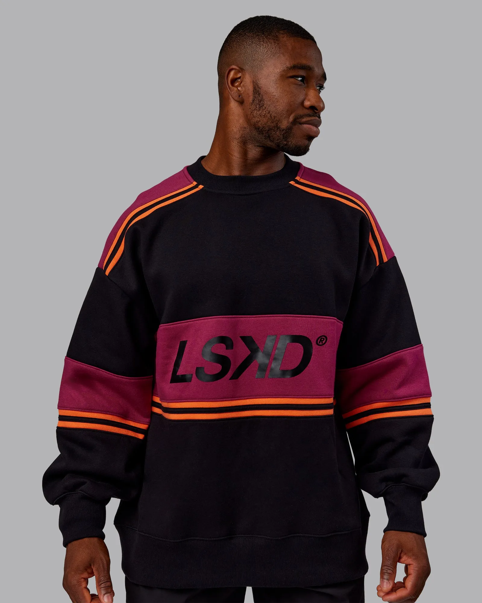 A-Team Sweater Oversize - Black-Plum Berry sold by LSKD product image thumbnail 3