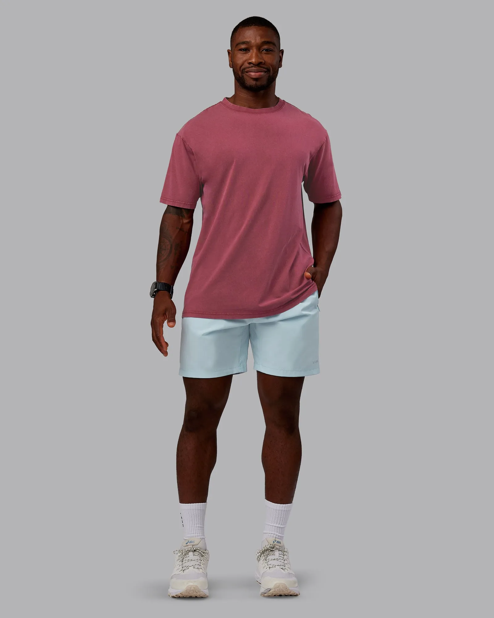 Rise & Lift Washed FLXCotton Oversized Tee - Plum Berry-Ultra Orange sold by LSKD product image thumbnail 2