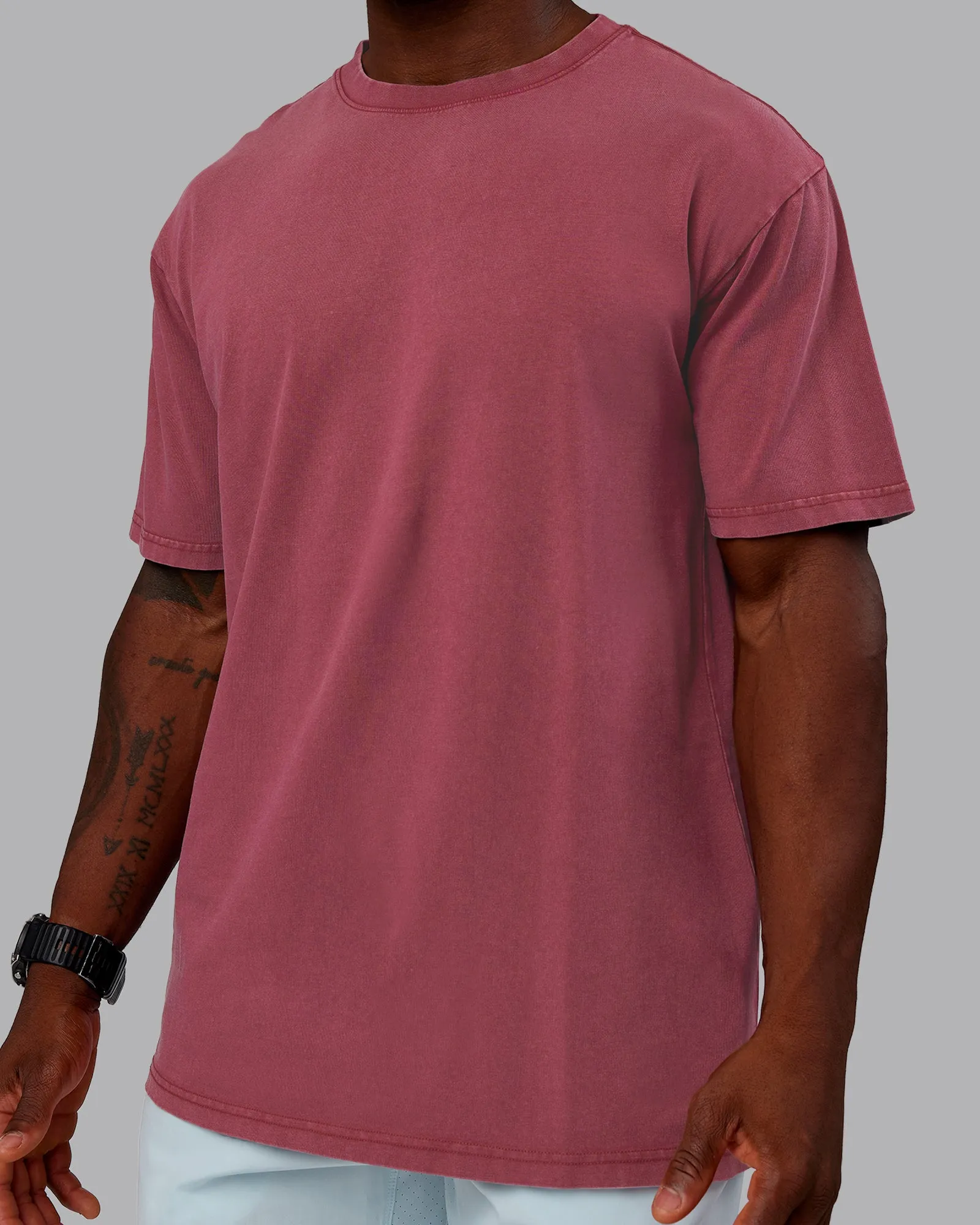 Rise & Lift Washed FLXCotton Oversized Tee - Plum Berry-Ultra Orange sold by LSKD product image thumbnail 5
