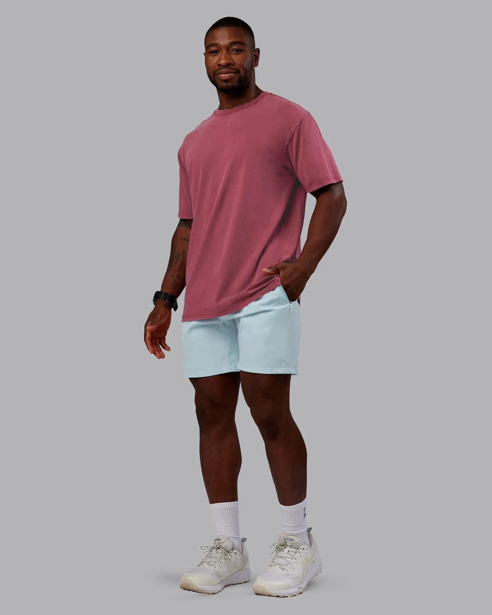 Rise & Lift Washed FLXCotton Oversized Tee - Plum Berry-Ultra Orange sold by LSKD product image thumbnail 3