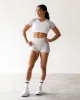 Run With It Ultra Cropped Tee - White-Grey Marl sold by LSKD