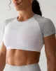 Run With It Ultra Cropped Tee - White-Grey Marl sold by LSKD