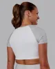 Run With It Ultra Cropped Tee - White-Grey Marl sold by LSKD