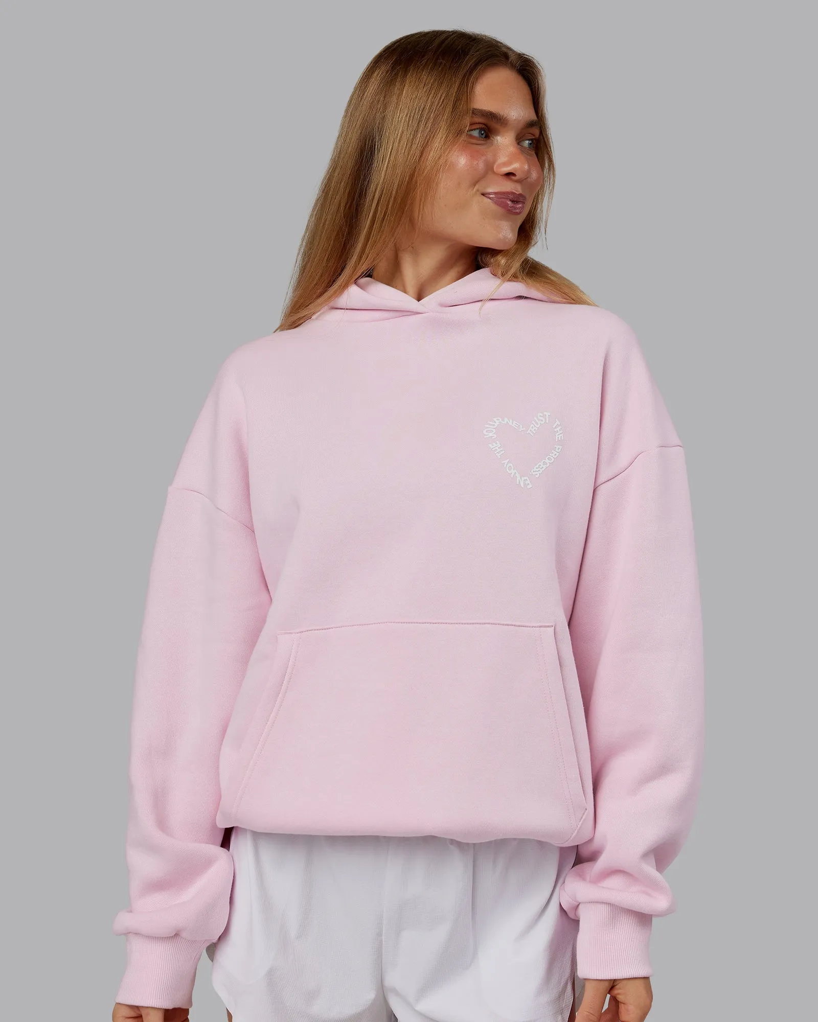 Unisex Love The Process Oversize Hoodie - Petal Pink-White sold by LSKD product image thumbnail 2