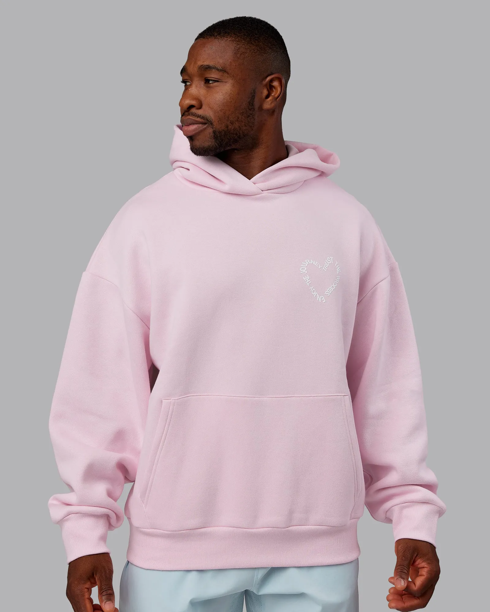 Unisex Love The Process Oversize Hoodie - Petal Pink-White sold by LSKD product image thumbnail 3