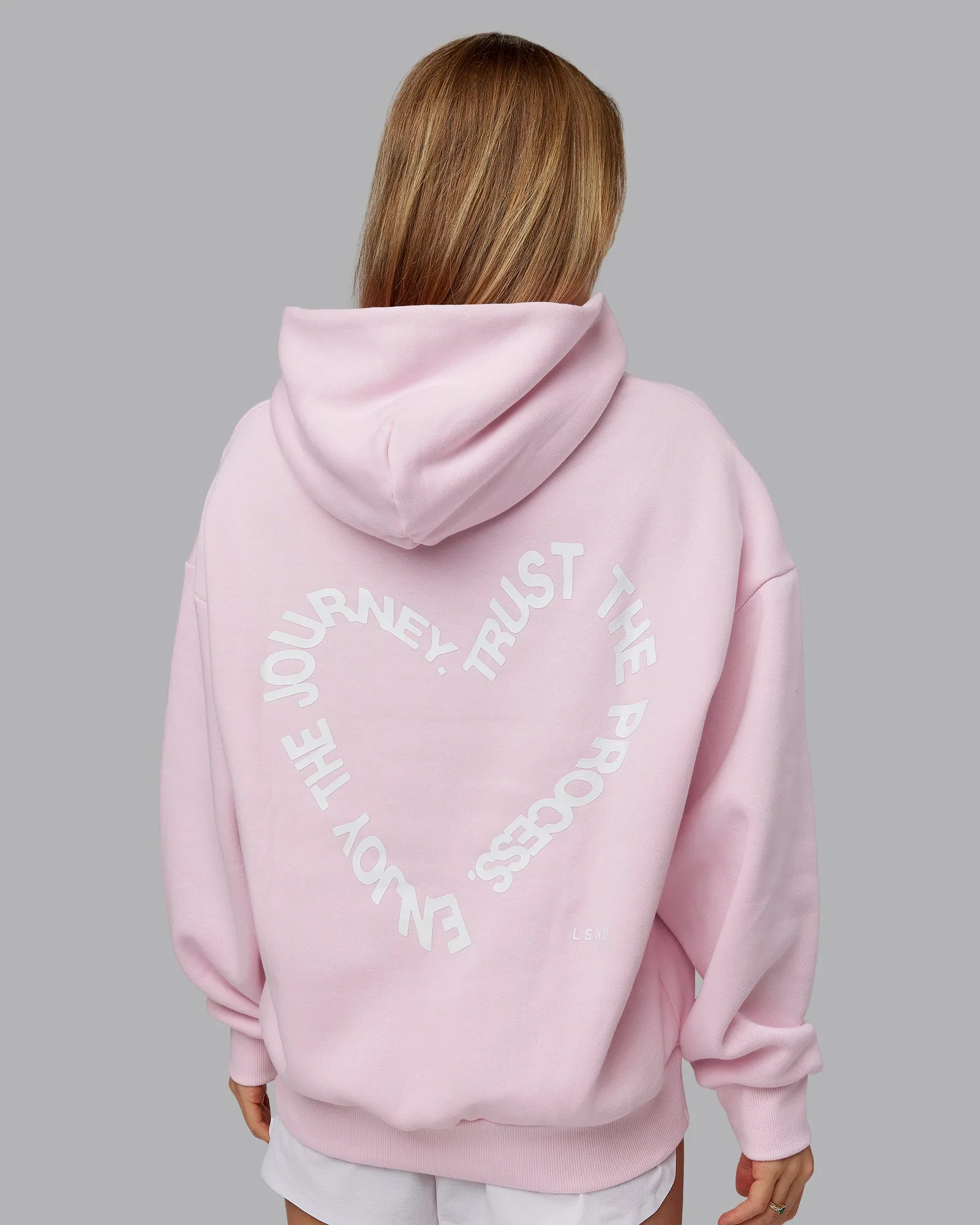 Unisex Love The Process Oversize Hoodie - Petal Pink-White sold by LSKD product image thumbnail 4