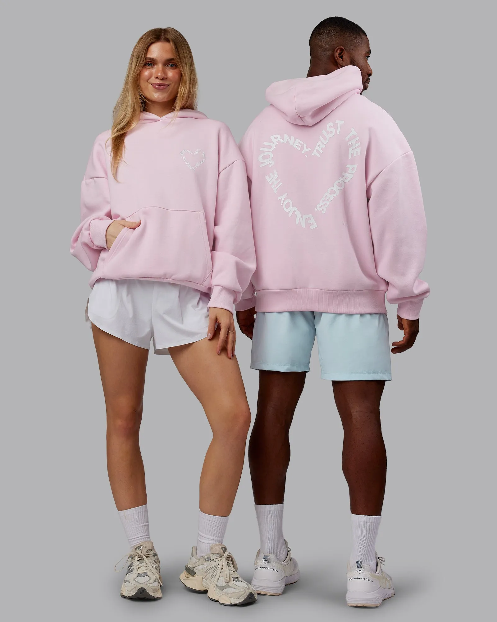 Unisex Love The Process Oversize Hoodie - Petal Pink-White sold by LSKD
