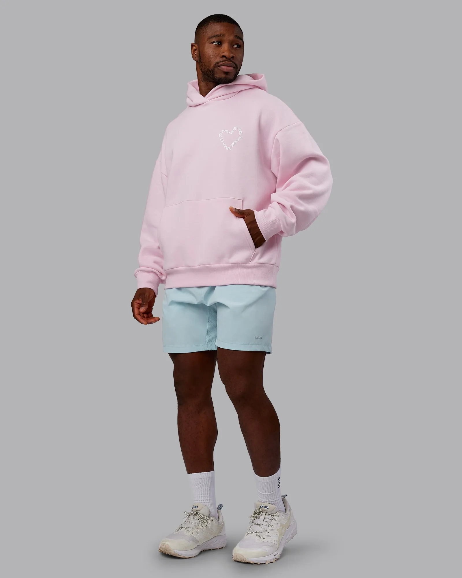 Unisex Love The Process Oversize Hoodie - Petal Pink-White sold by LSKD product image thumbnail 5