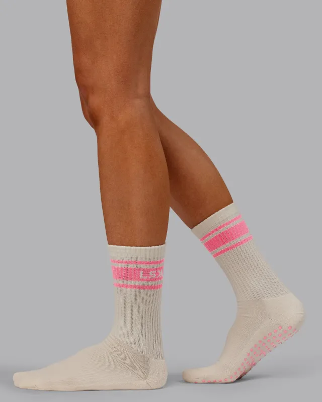 Evolved Pilates Grip Sock - Off White-Pink Lemonade sold by LSKD