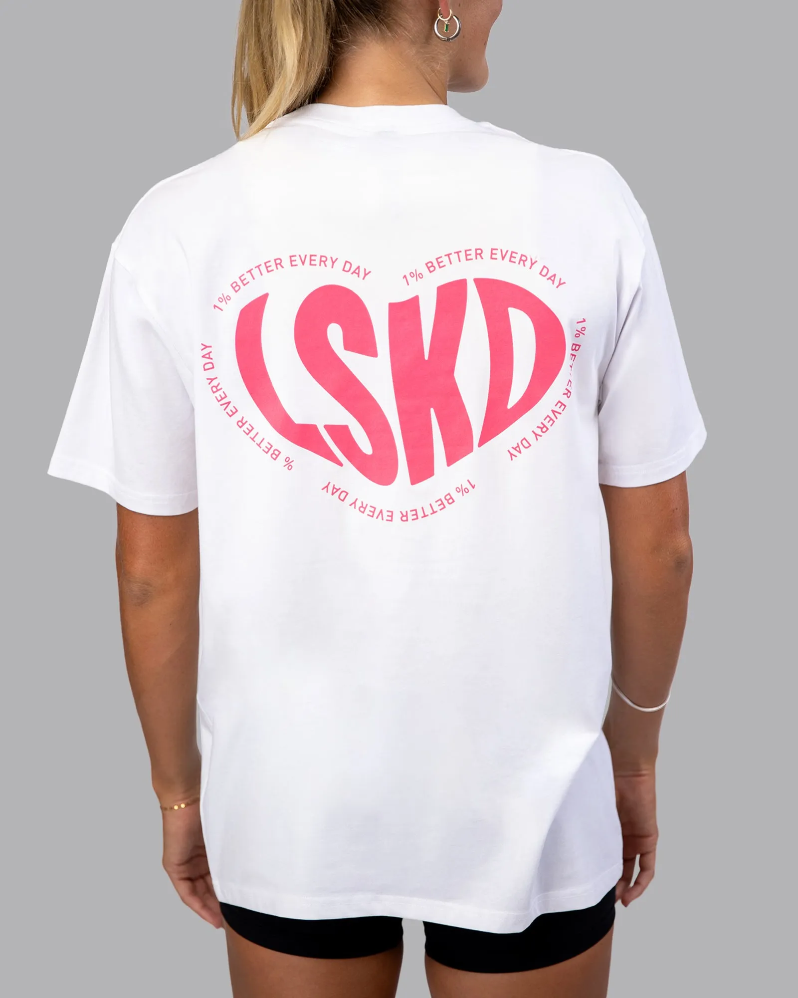 Unisex Love To Train FLXCotton Tee Oversize - White-Pink Lemonade sold by LSKD product image thumbnail 2