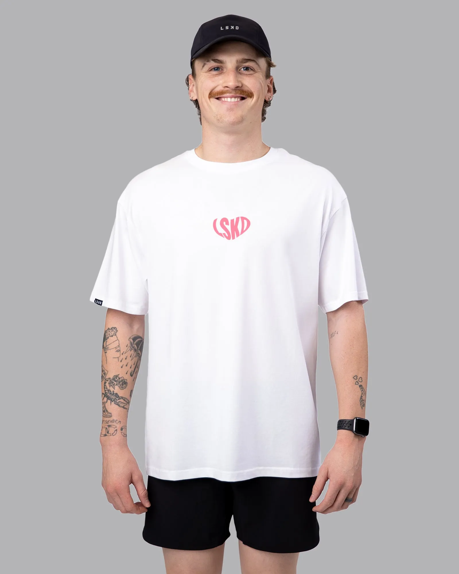 Unisex Love To Train FLXCotton Tee Oversize - White-Pink Lemonade sold by LSKD product image thumbnail 3