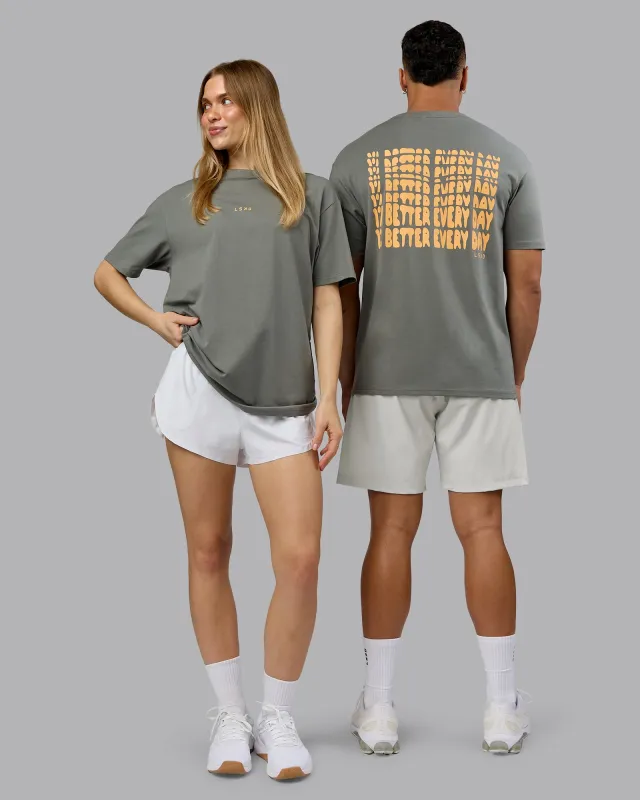 On Repeat FLXCotton Oversized Tee - Graphite-Warm Apricot sold by LSKD