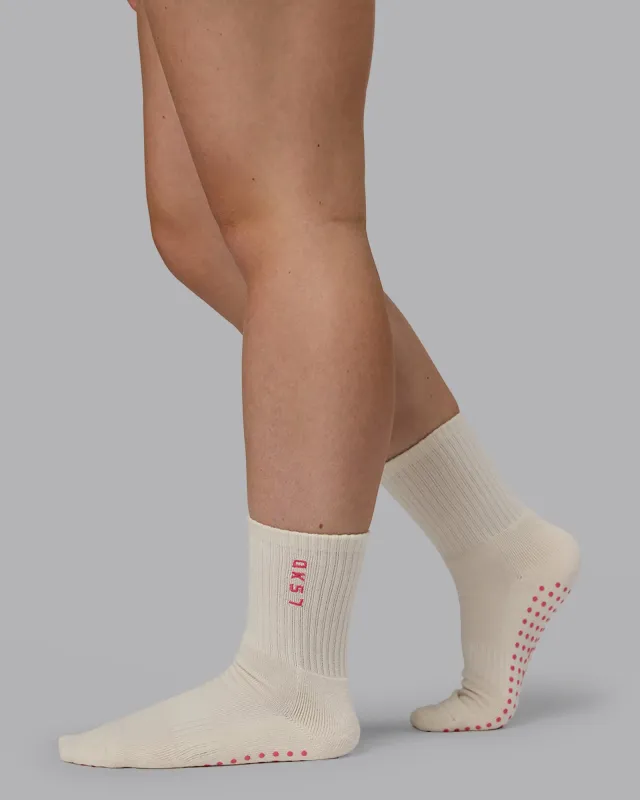 Signal Crew Pilates Grip Sock - Off White-Pink Lemonade sold by LSKD