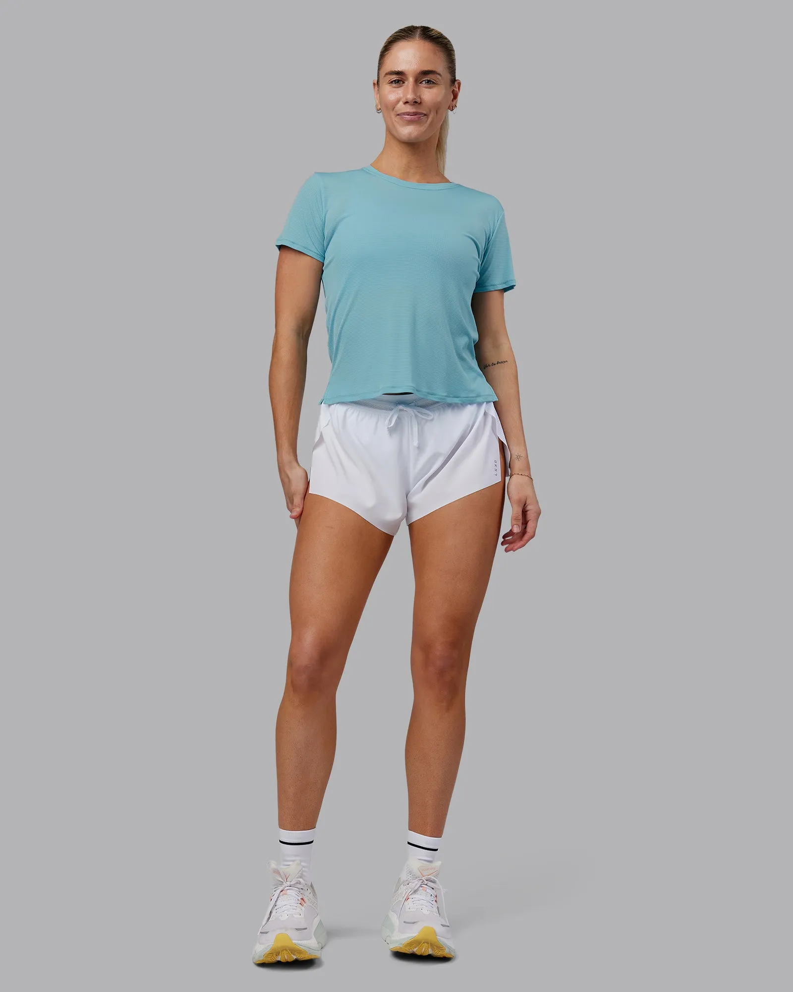 Pace Running Tee 2.0 - Retro Blue-White sold by LSKD