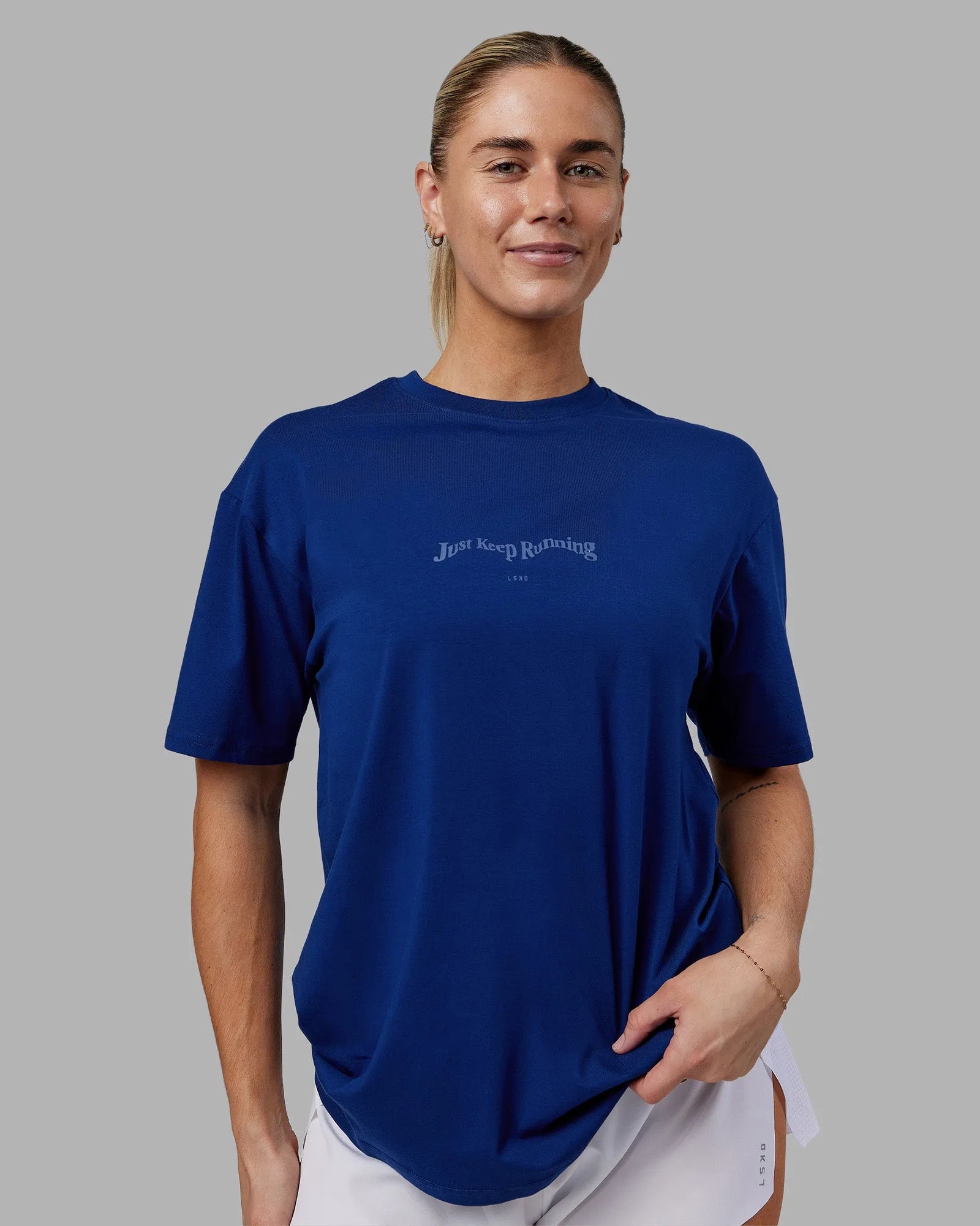 Just Run FLXCotton Oversized Tee - Midnight Blue-Light Blue sold by LSKD product image thumbnail 3