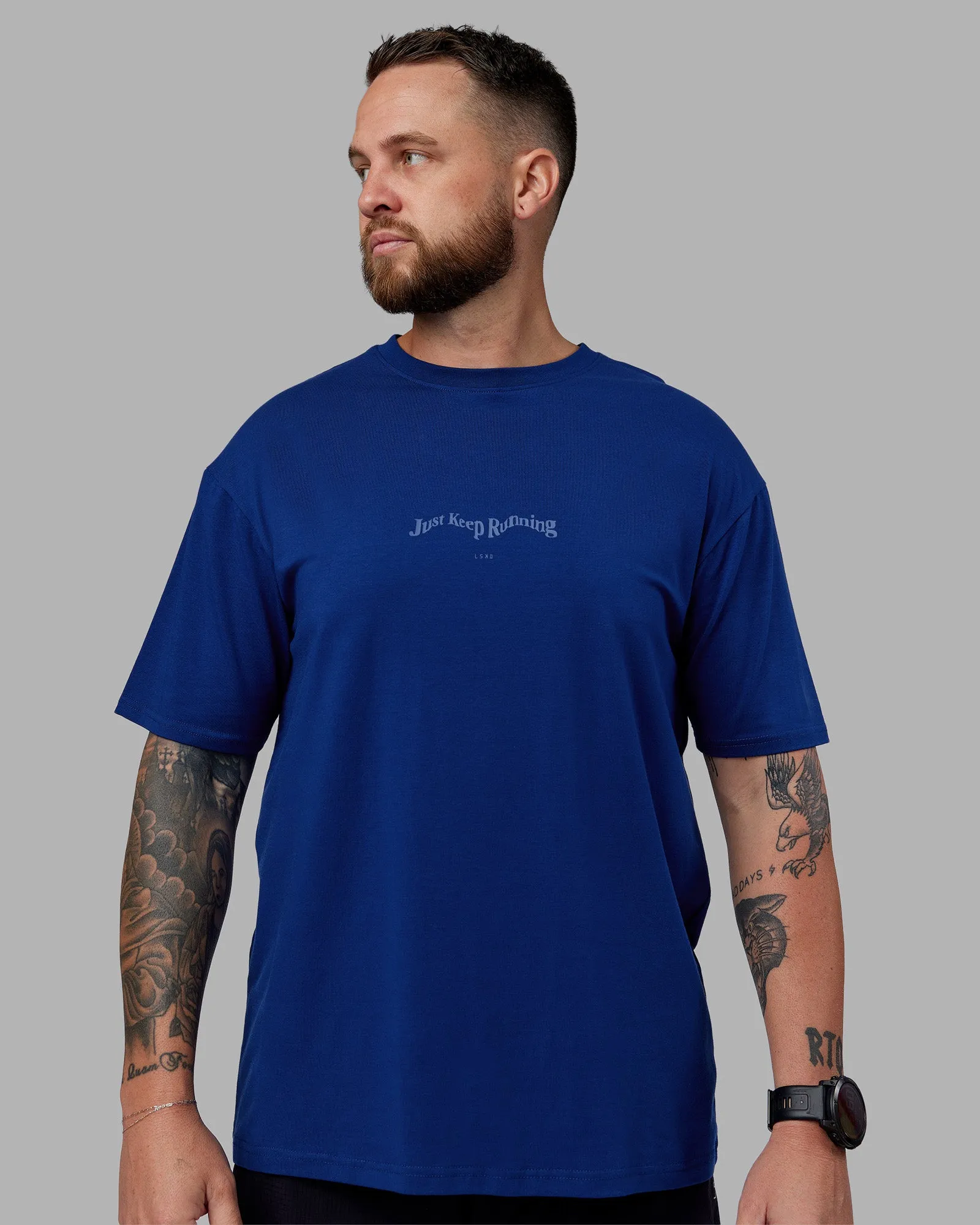 Just Run FLXCotton Oversized Tee - Midnight Blue-Light Blue sold by LSKD product image thumbnail 4