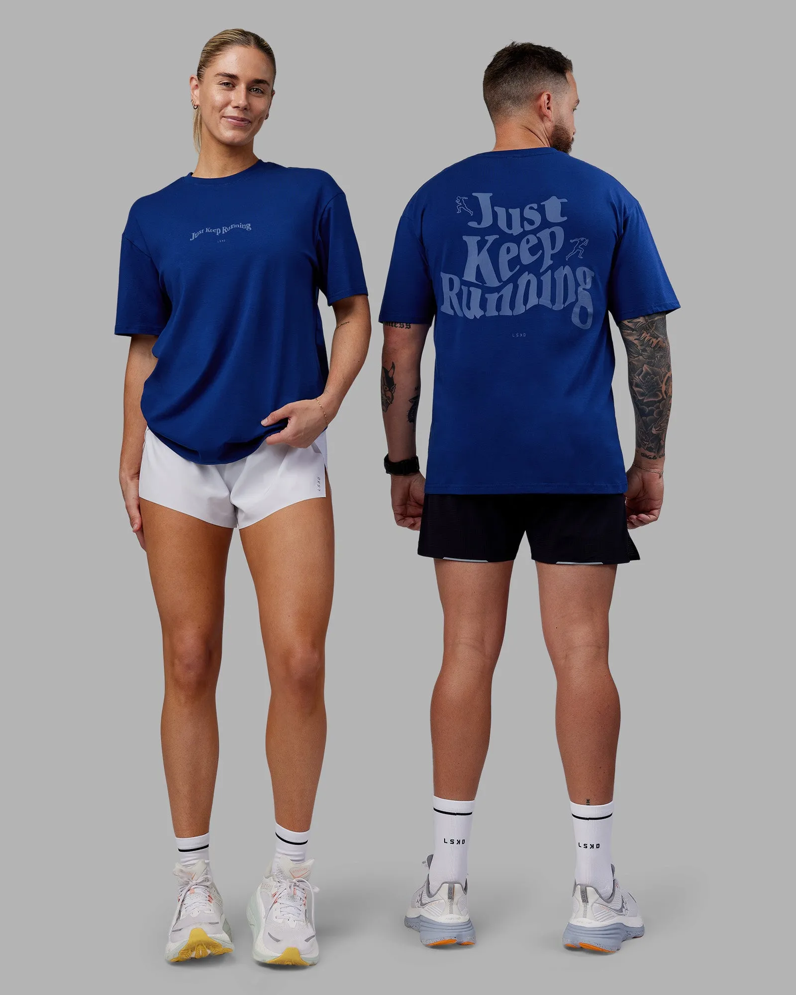 Just Run FLXCotton Oversized Tee - Midnight Blue-Light Blue sold by LSKD product image thumbnail 2