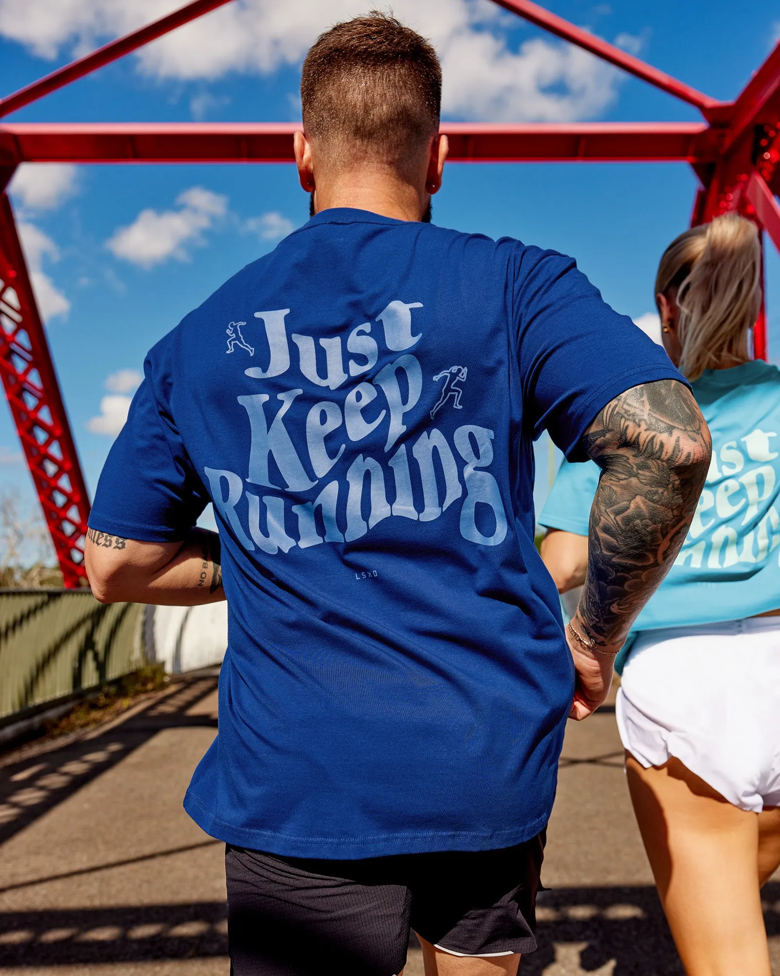 Just Run FLXCotton Oversized Tee - Midnight Blue-Light Blue sold by LSKD