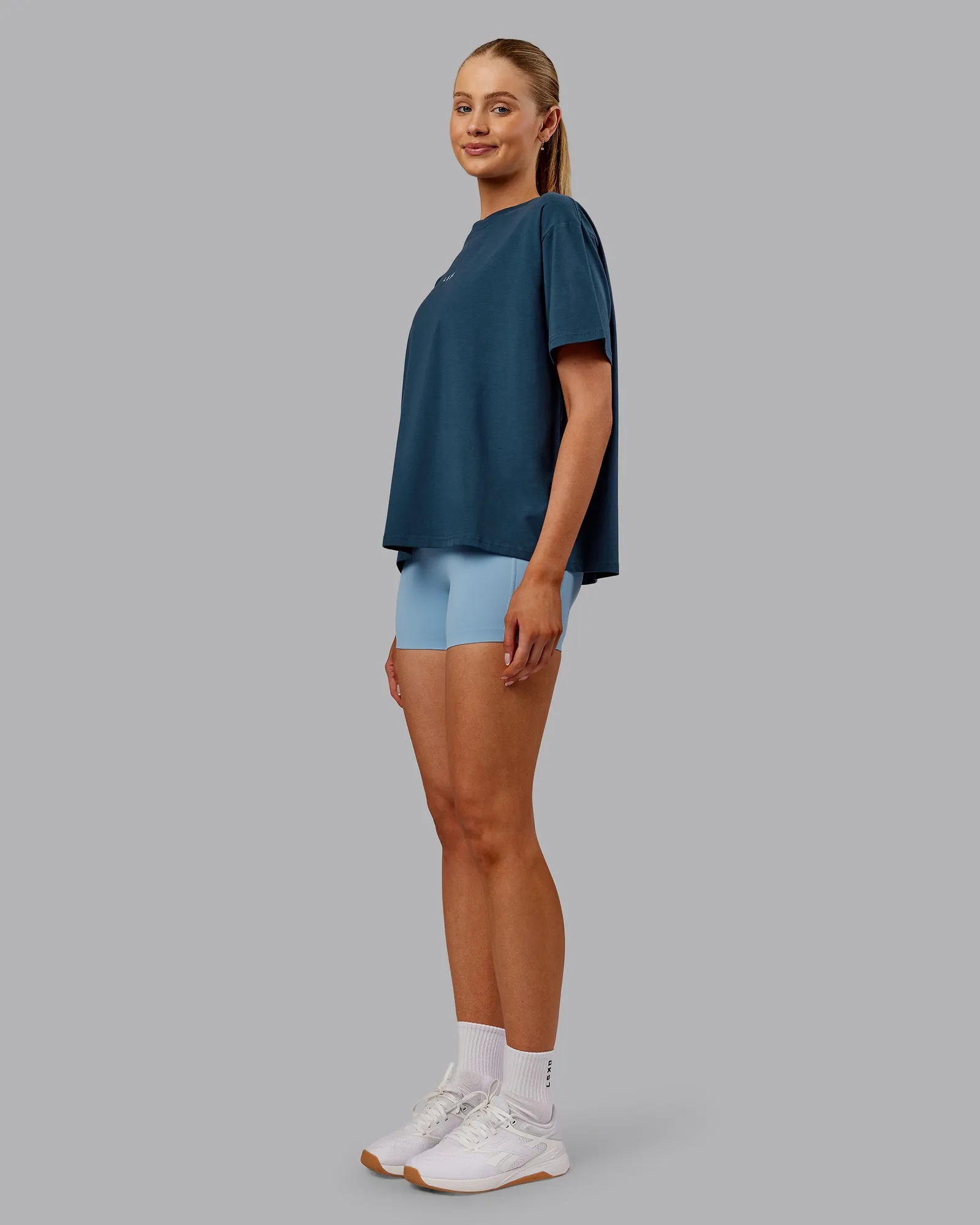 Go-To FLXCotton Oversized Tee - Indigo-White sold by LSKD product image thumbnail 2