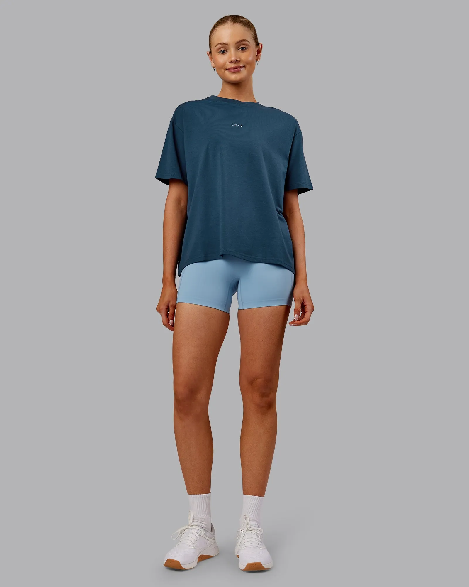 Go-To FLXCotton Oversized Tee - Indigo-White sold by LSKD product image thumbnail 4