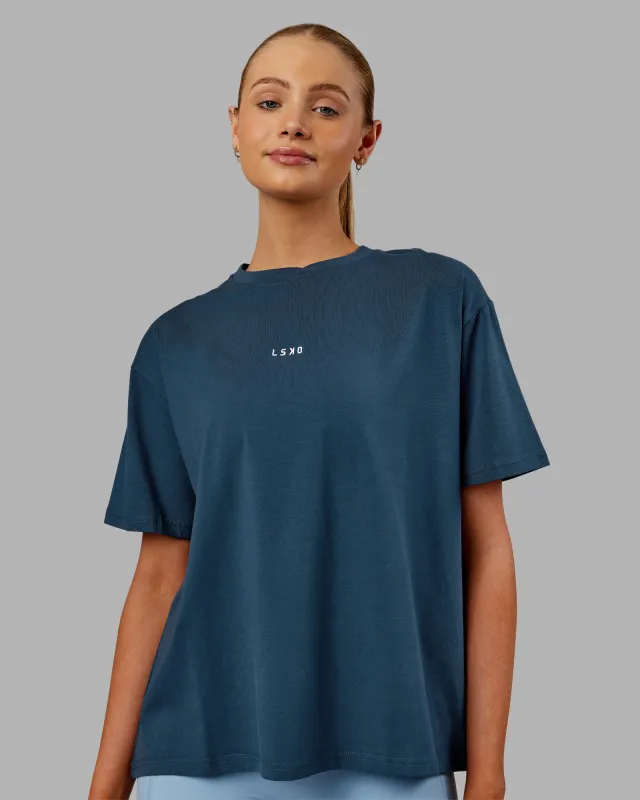 Go-To FLXCotton Oversized Tee - Indigo-White sold by LSKD