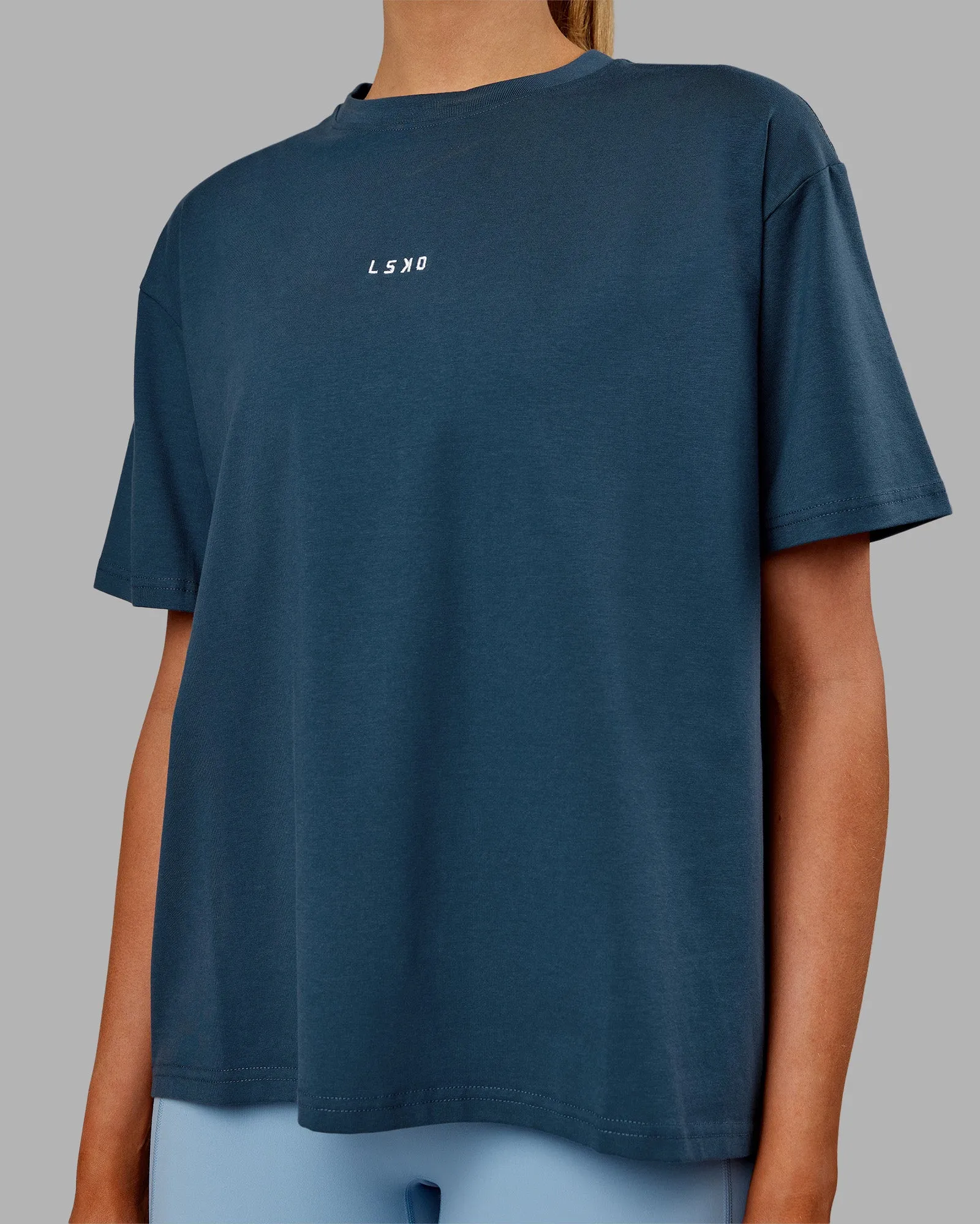 Go-To FLXCotton Oversized Tee - Indigo-White sold by LSKD product image thumbnail 5