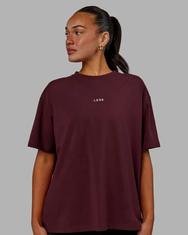 Go-To FLXCotton Oversized Tee - Cherry Lacquer-White sold by LSKD