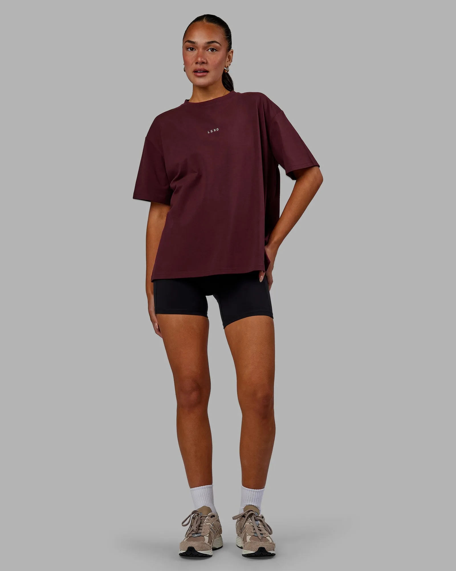 Go-To FLXCotton Oversized Tee - Cherry Lacquer-White sold by LSKD product image thumbnail 5