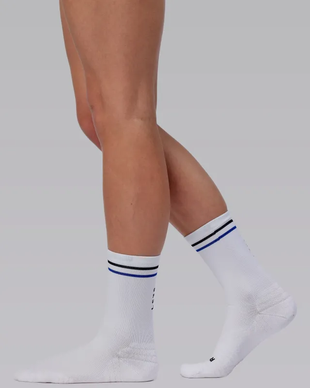 Pursuit Fast Performance Crew Sock - White-Black-Blue sold by LSKD