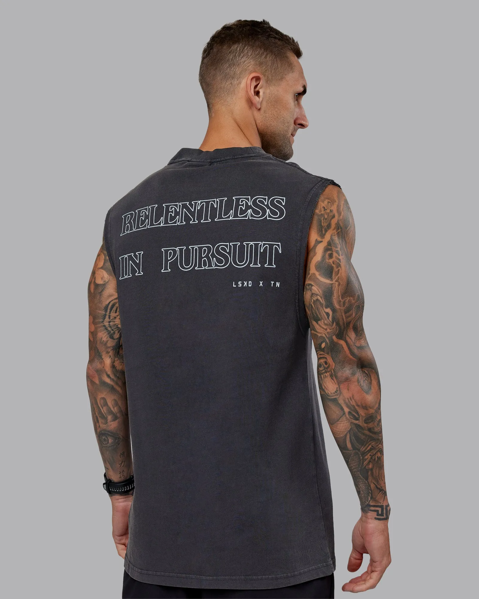 Washed Relentless Heavyweight Oversized Tank - Black-Grey sold by LSKD product image thumbnail 4