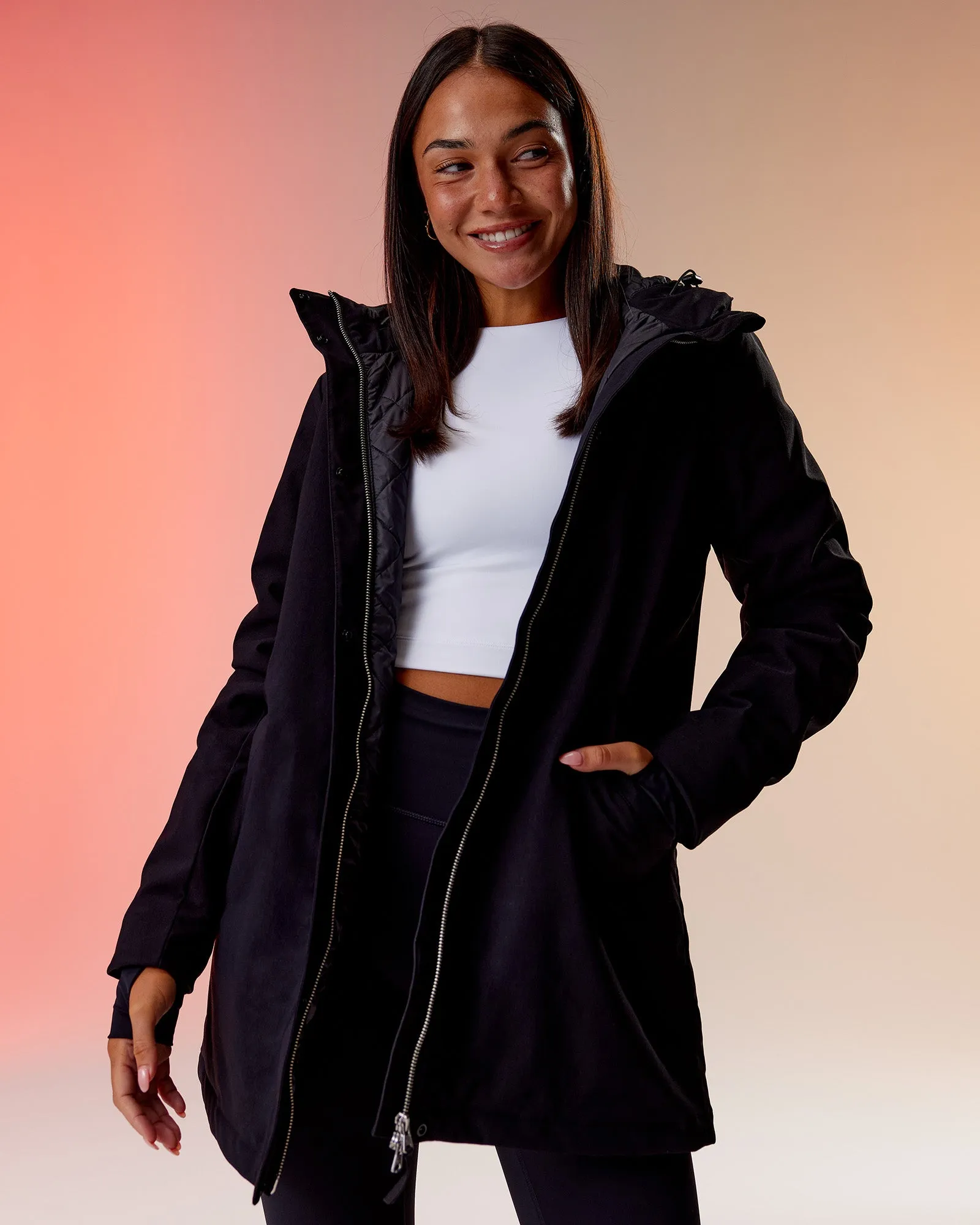 Auxiliary 2.0 Longline Jacket - Black sold by LSKD