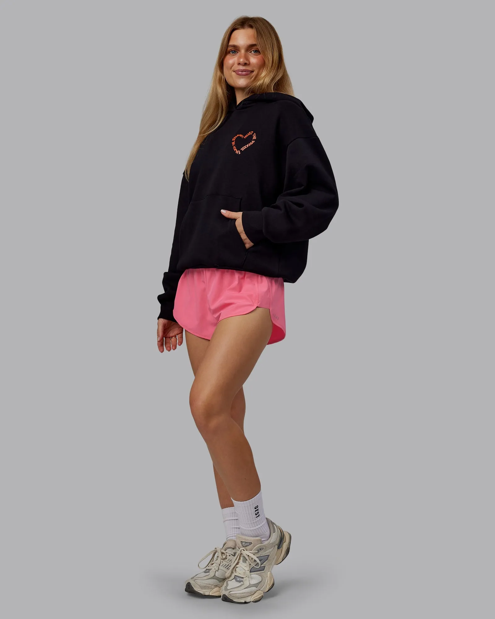 Unisex Love The Process Oversize Hoodie - Black-Ultra Orange sold by LSKD product image thumbnail 5