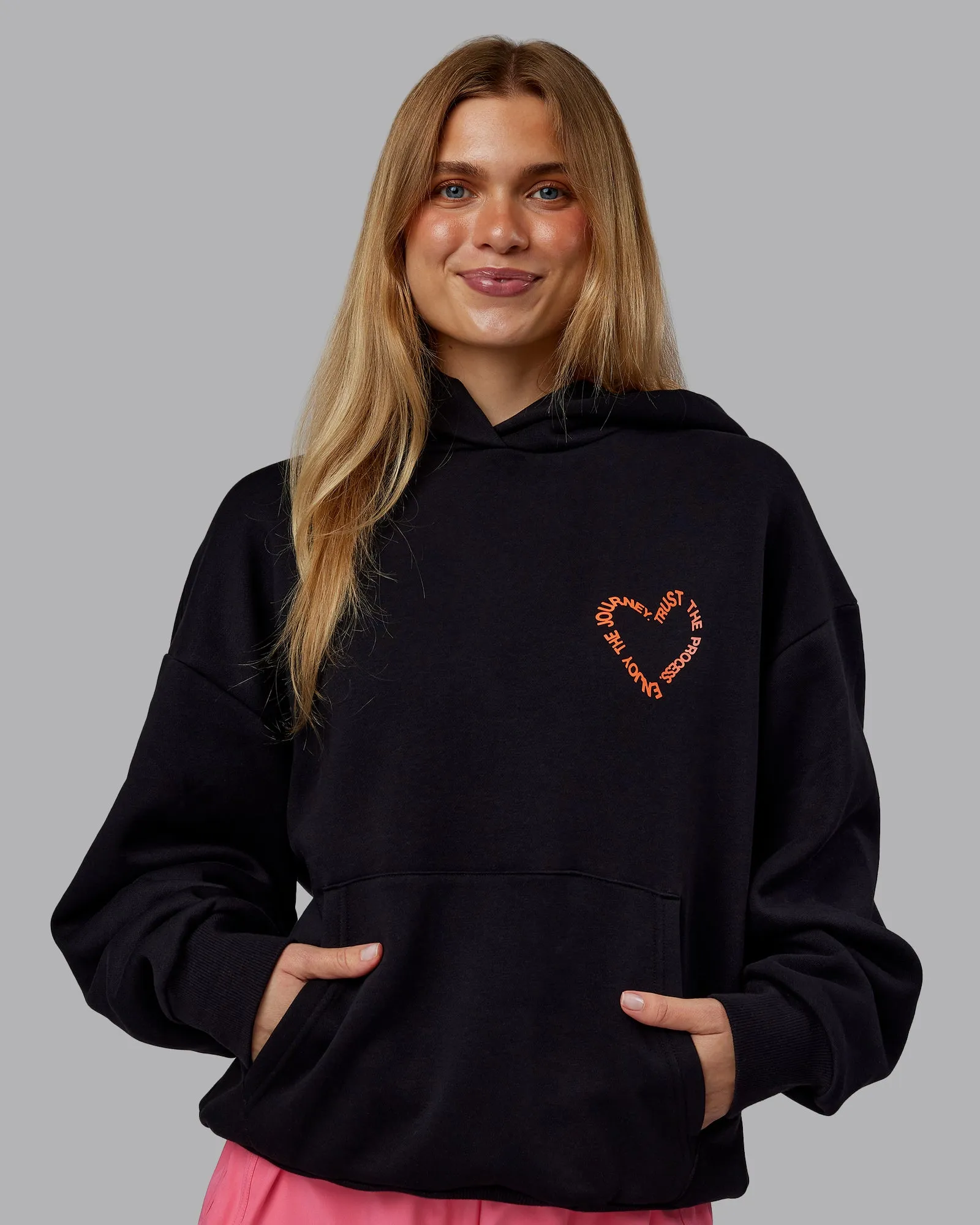 Unisex Love The Process Oversize Hoodie - Black-Ultra Orange sold by LSKD product image thumbnail 3