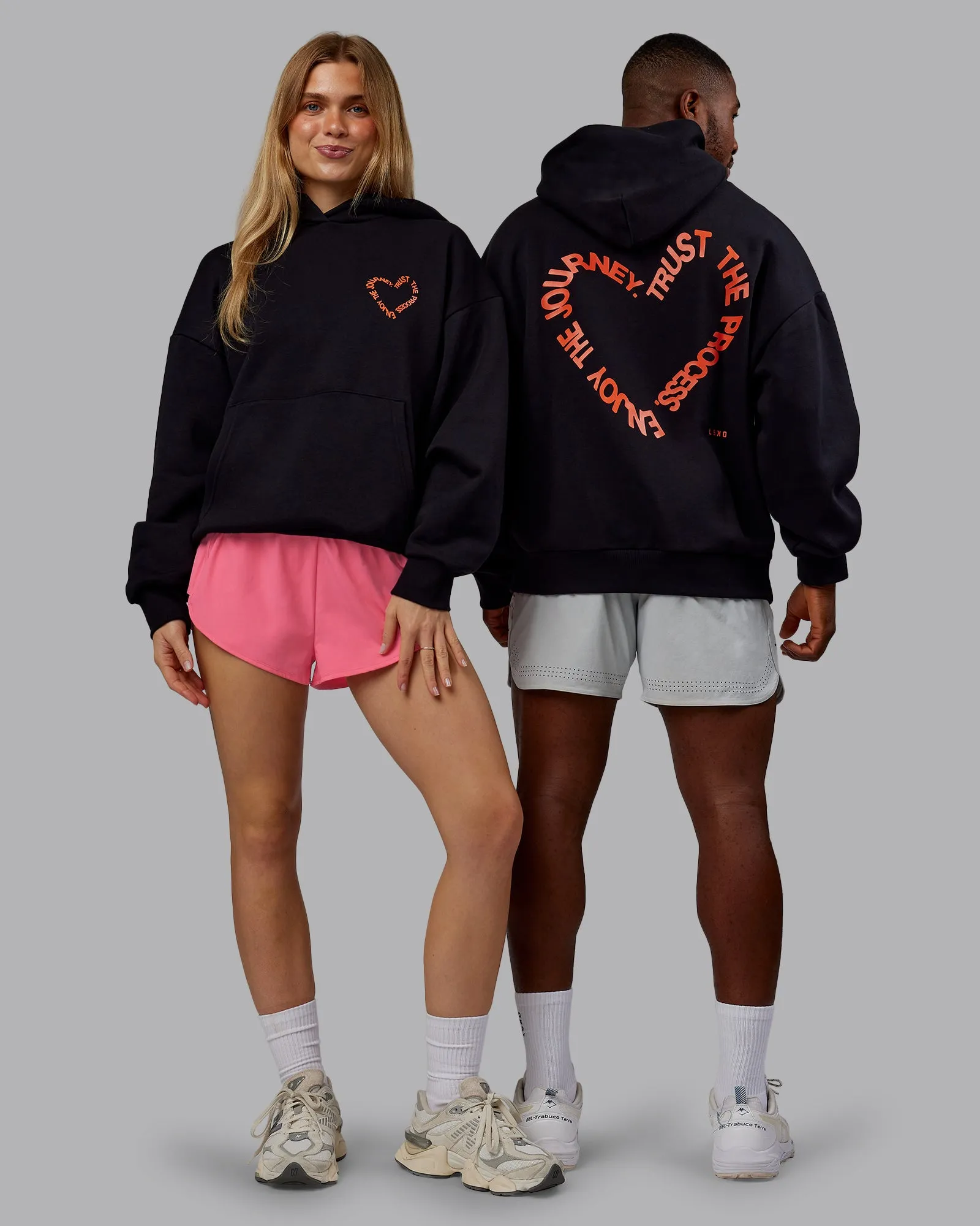 Unisex Love The Process Oversize Hoodie - Black-Ultra Orange sold by LSKD
