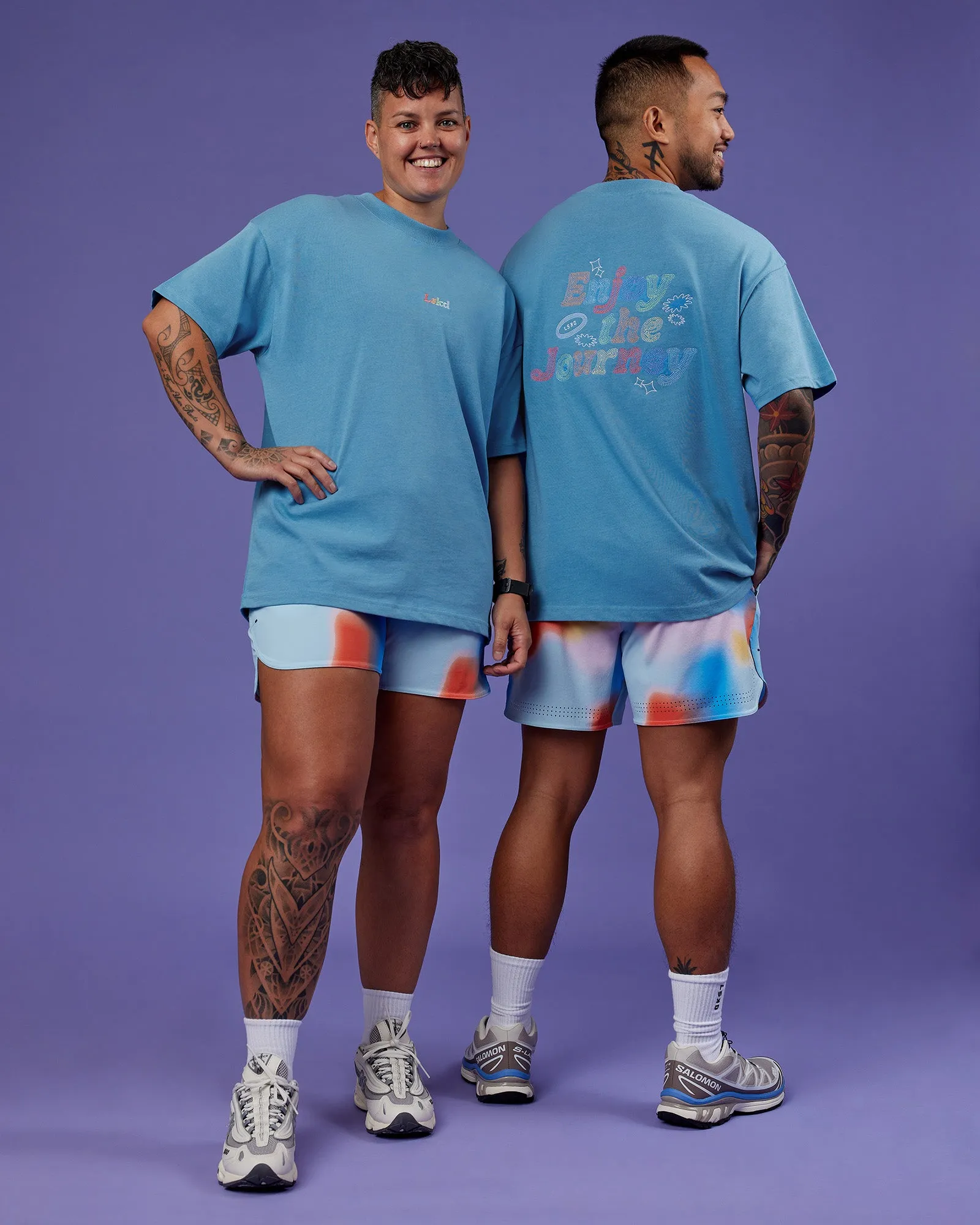 Our Journey Heavyweight Oversized Tee - Azure Blue-Rainbow sold by LSKD