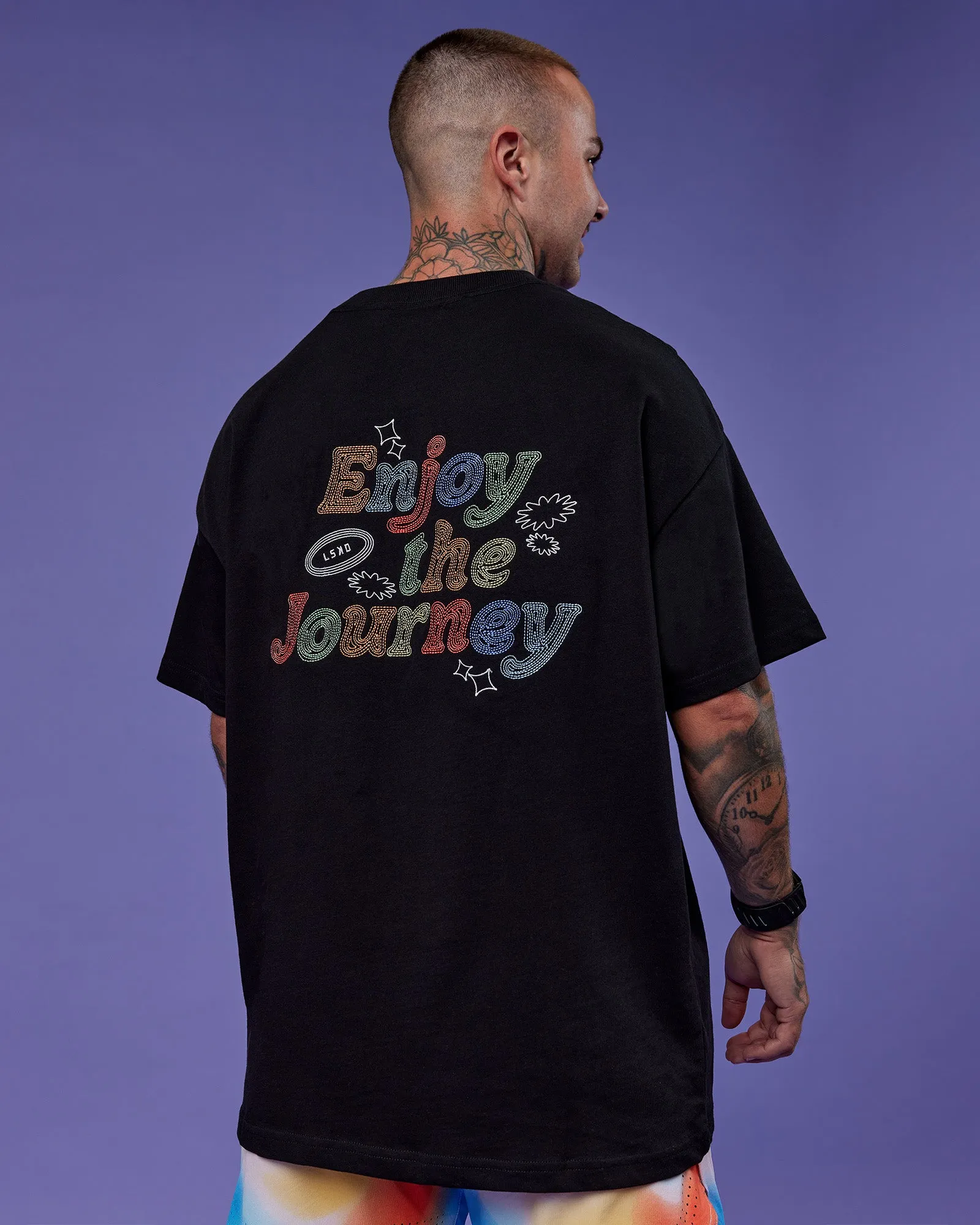 Our Journey Heavyweight Oversized Tee - Black-Rainbow sold by LSKD product image thumbnail 2